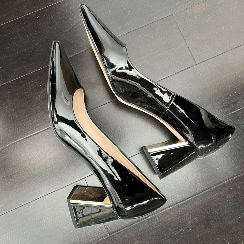 Zara black and gold heels size 39